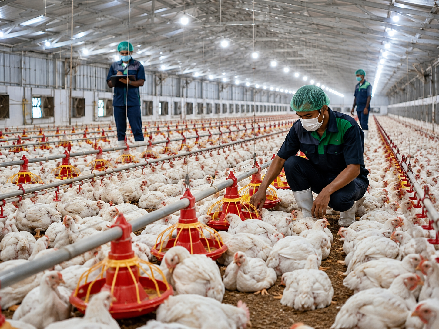 Commercial broiler chicken farming with disciplined operational management.
